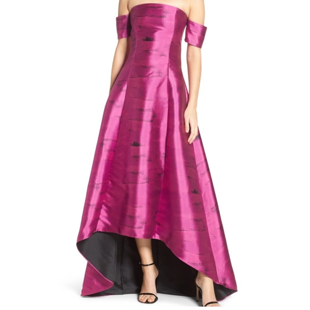Sachin + Babi Noir Purple and Black Off-Shoulder Agyness Dress